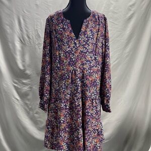 Time and Tru Floral Long Sleeve Dress Medium 8-10